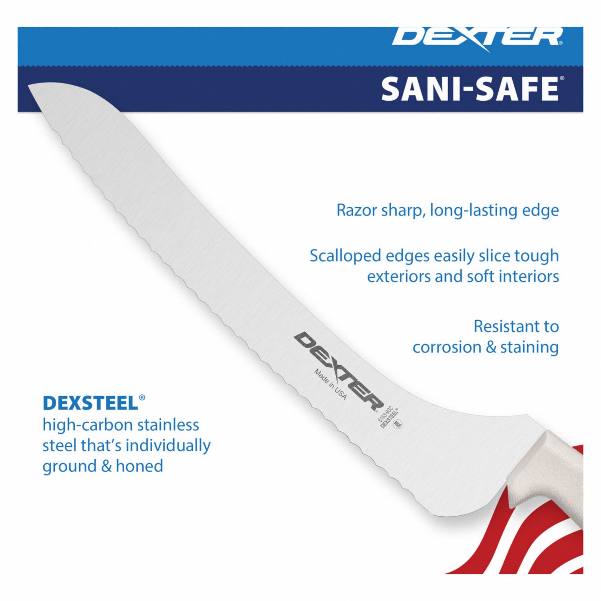 Bread Slicer 9 In Offset Scalloped White