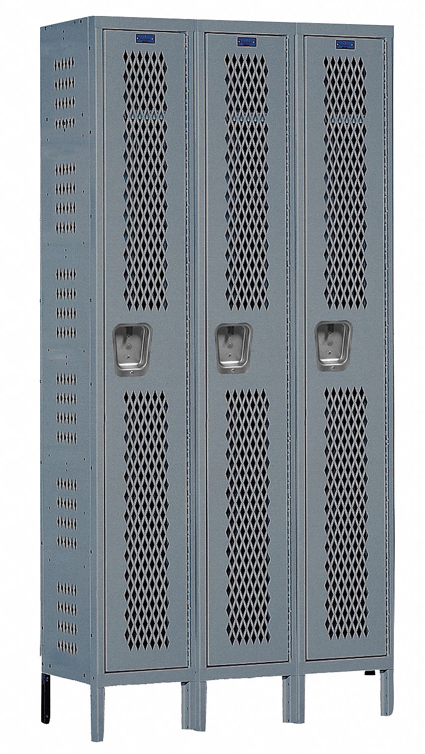 Wardrobe Locker: 36 in x 12 in x 78 in, Ventilated, 1 Tiers, 3 Units Wide, Padlock Hasp