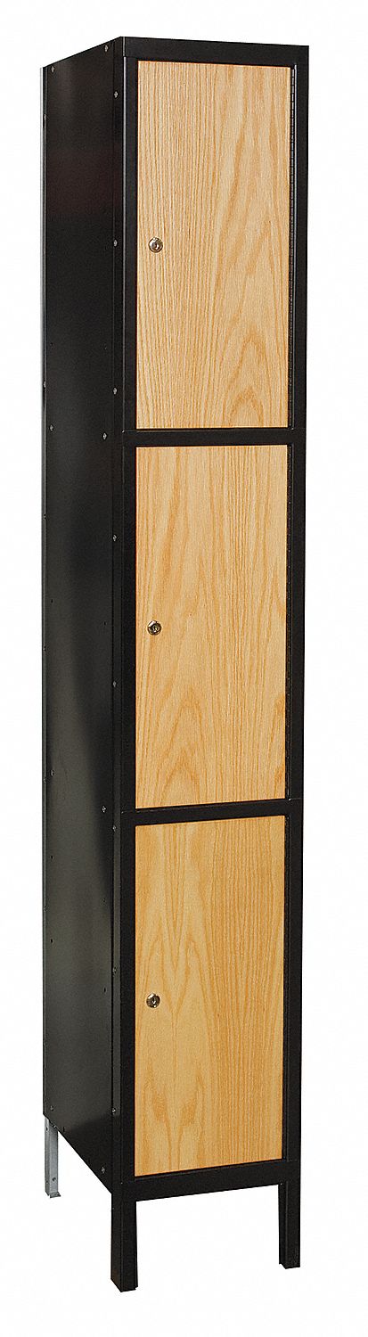 Wardrobe Locker: 12 in x 18 in x 78 in, Solid, 3 Tiers, 1 Units Wide, Keyed, Assembled