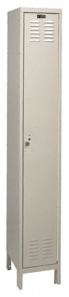 Wardrobe Locker: 12 in x 12 in x 78 in, Louvered, 1 Tiers, 1 Units Wide, Tan, Steel