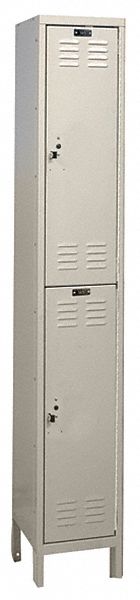 Wardrobe Locker: 12 in x 12 in x 78 in, Louvered, 2 Tiers, 1 Units Wide, Tan, Steel