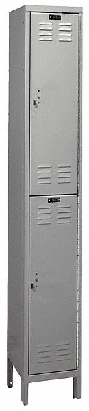 Wardrobe Locker: 12 in x 12 in x 78 in, Louvered, 2 Tiers, 1 Units Wide, Dark Gray