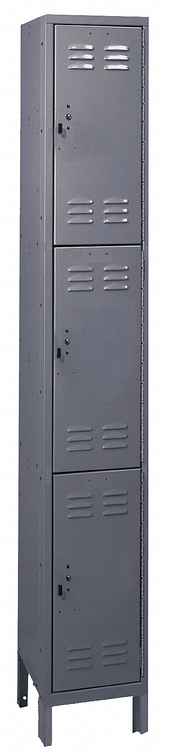 WARDROBE LOCKER,LVRD,1 WIDE, 3 TIER,GRAY