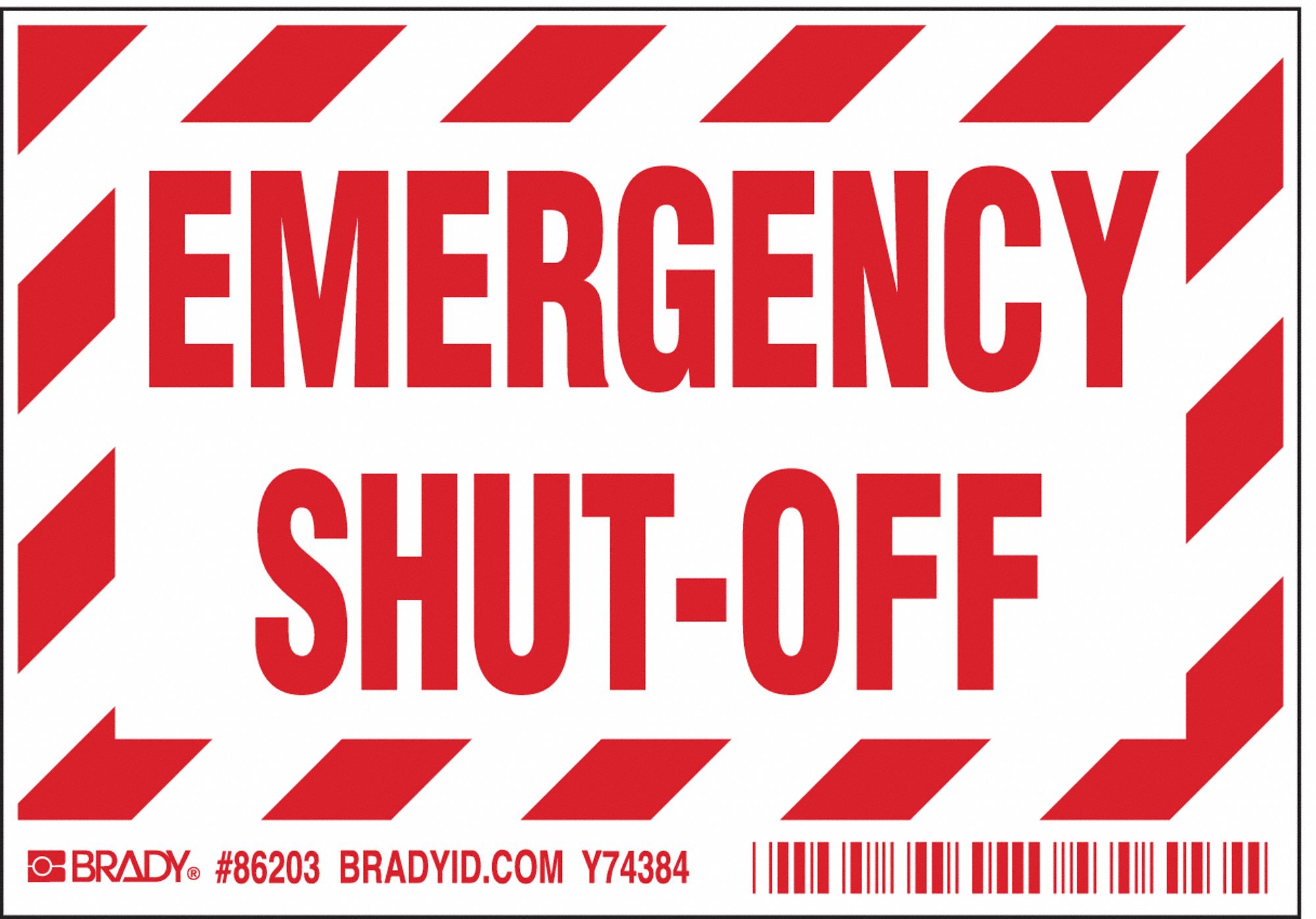 LABEL, POLYESTER, ADHESIVE MOUNT, 3½ IN X 5 IN NOMINAL SIGN SIZE, 0.01 IN THICK, 5 PK, EMERGENCY SHUT-OFF