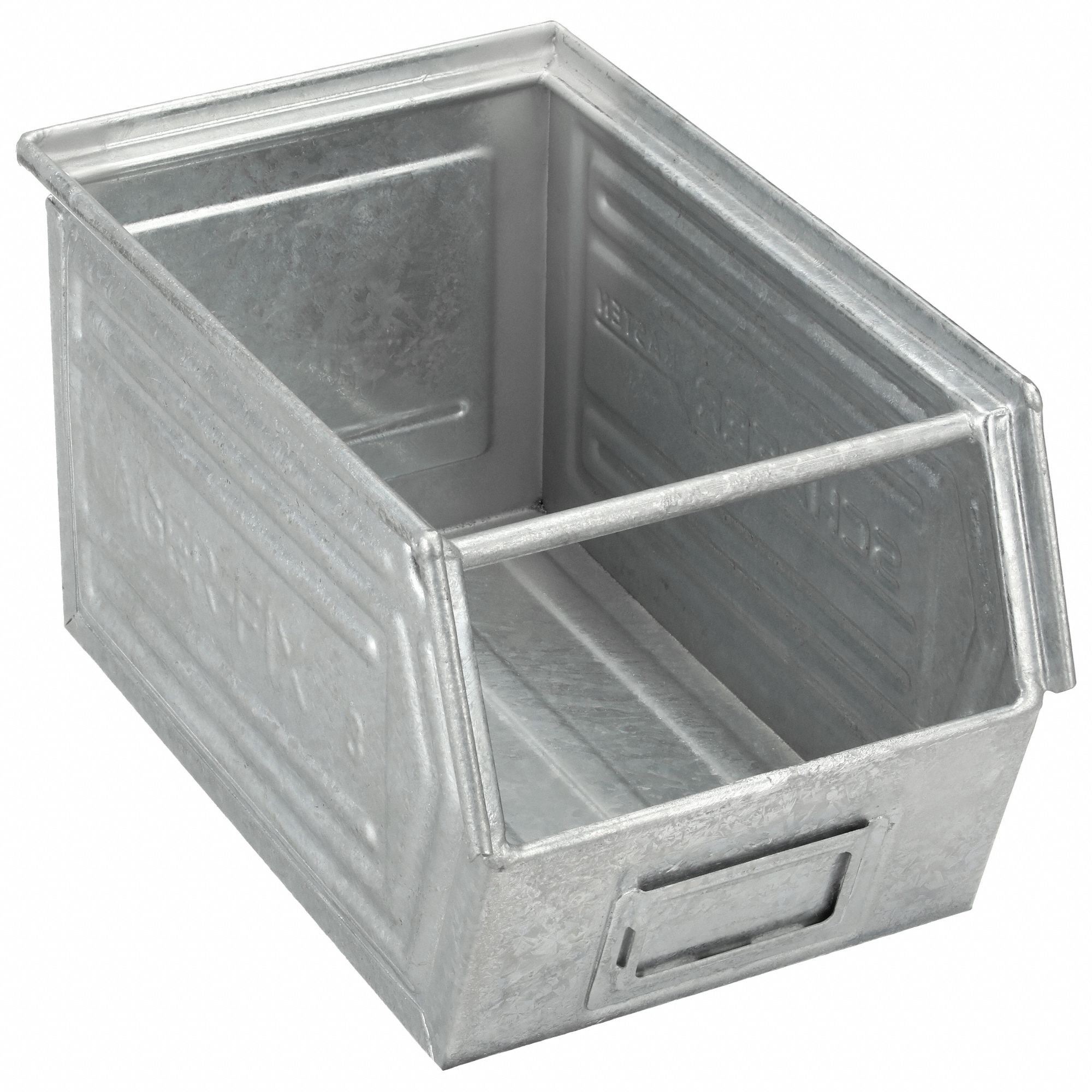 Stacking Bin: 8 in x 14 in x 8 in, Silver, Label Holder Not Included, Stacking Capable