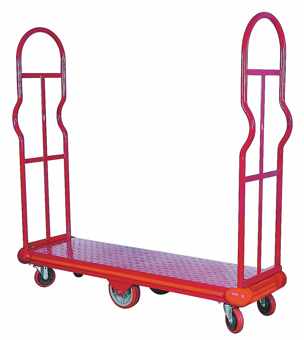 Narrow Steel-Deck Platform Truck: 2, 000 lb Load Capacity, 63-1/2 in x 16 in x 9-1/2 in, Solid