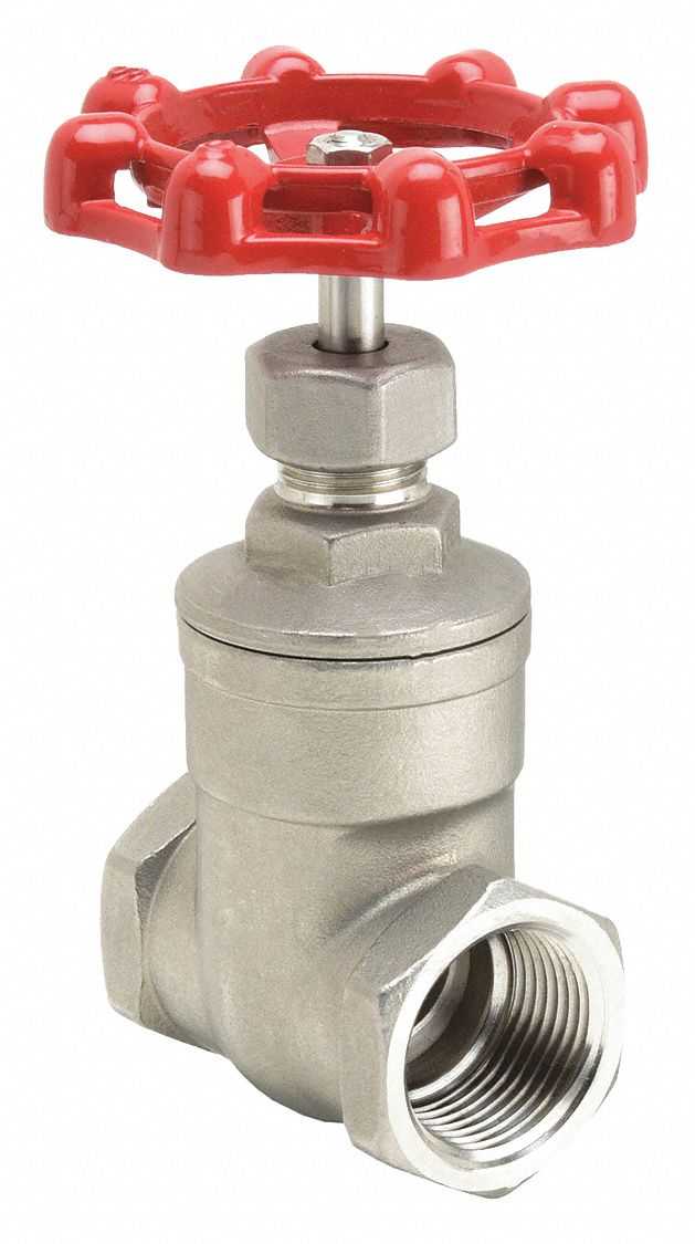 GATE VALVE: 1 IN, 316 STAINLESS STEEL, NON-RISING, FNPT X FNPT, WHEEL, SOLID WEDGE