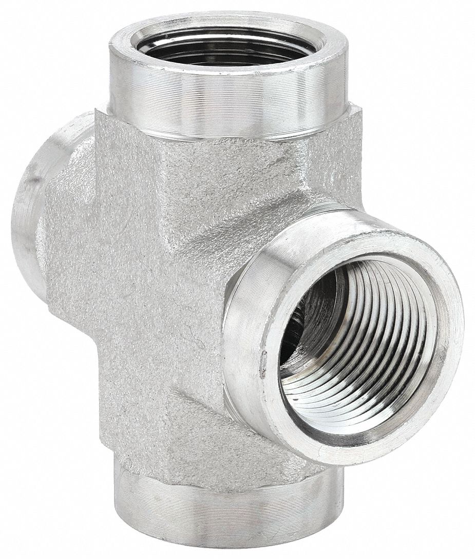 Hydraulic Hose Adapter: 1 in x 1 in x 1 in x 1 in Fitting Size, Female x Female x Female x Female