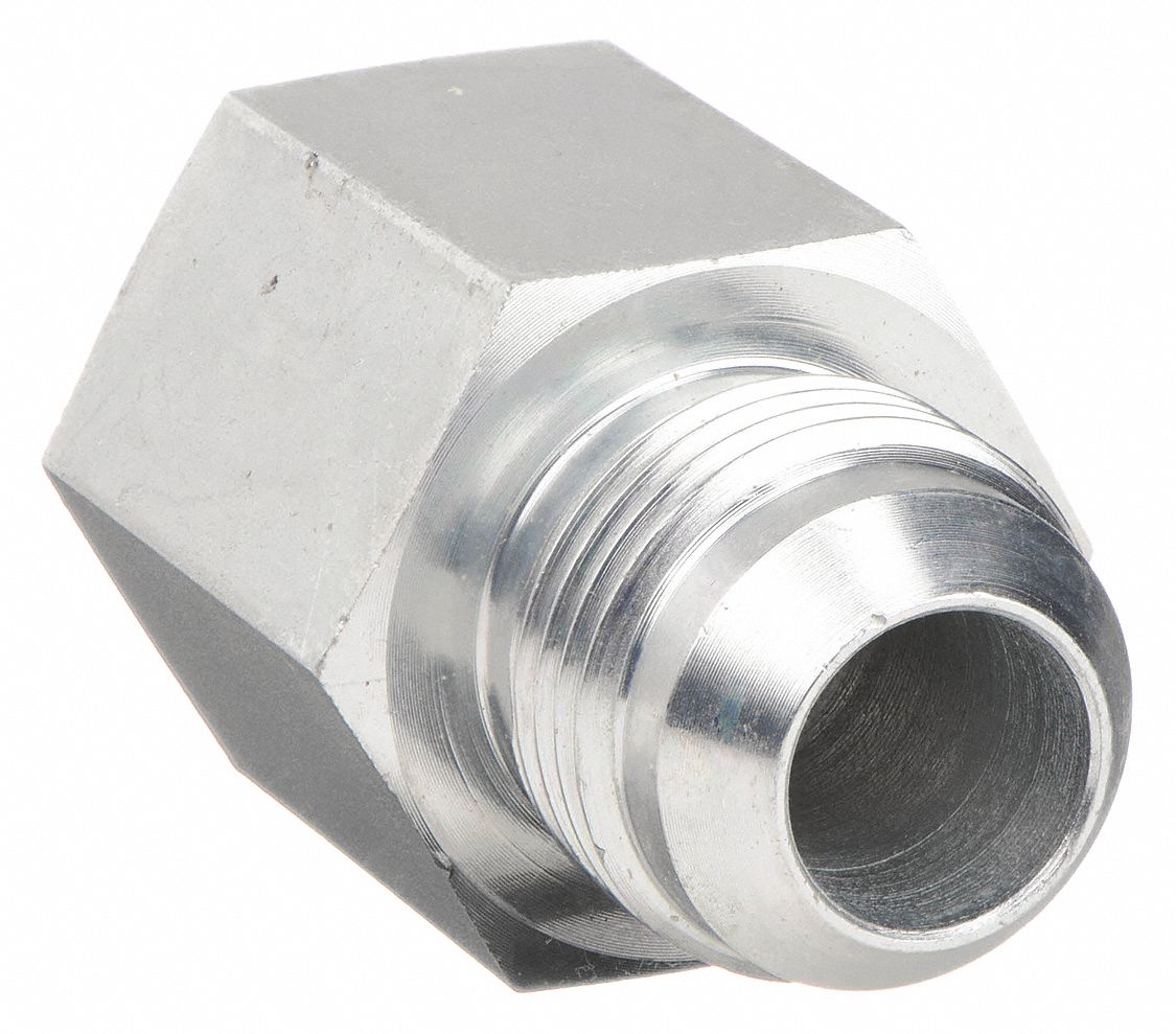 Hydraulic Hose Adapter: 1/2 in x 5/8 in Fitting Size, Female x Male, NPTF x JIC, Rigid, Straight