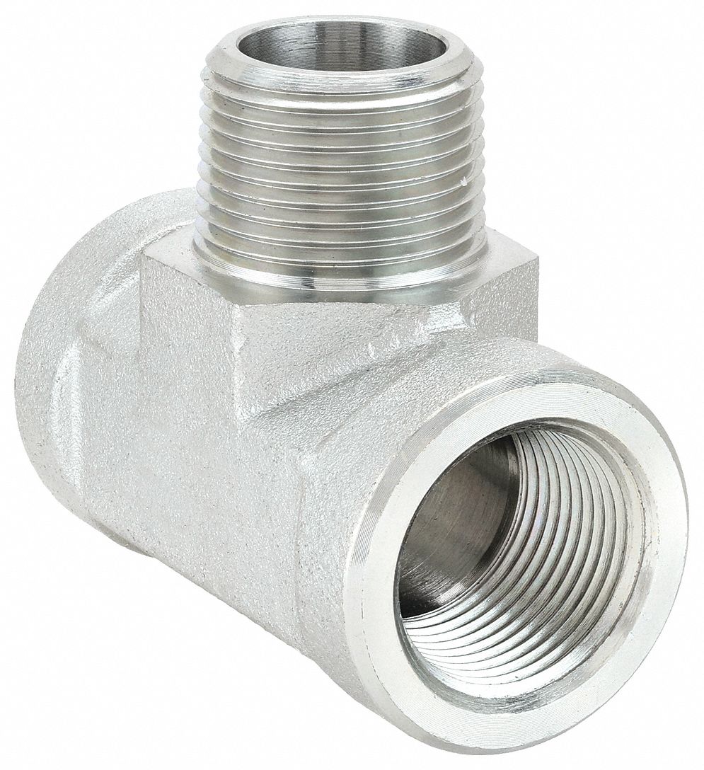 Hydraulic Hose Adapter: 1 in x 1 in x 1 in Fitting Size, Female x Female x Male, NPTF x NPTF x NPTF