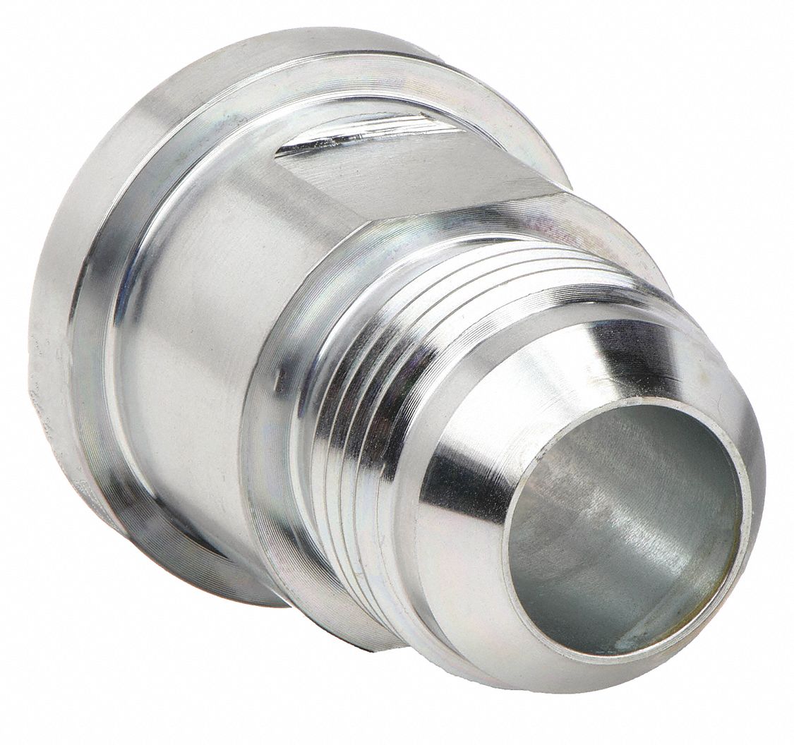 Hydraulic Hose Adapter: 3/4 in x 3/4 in Fitting Size, Male x Male, Flange x JIC, Rigid, Straight