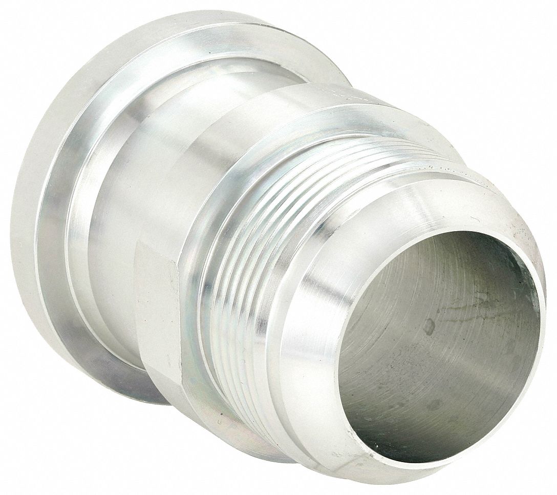 Hydraulic Hose Adapter: 1 1/2 in x 1 1/2 in Fitting Size, Male x Male, Flange x JIC, Rigid, Straight