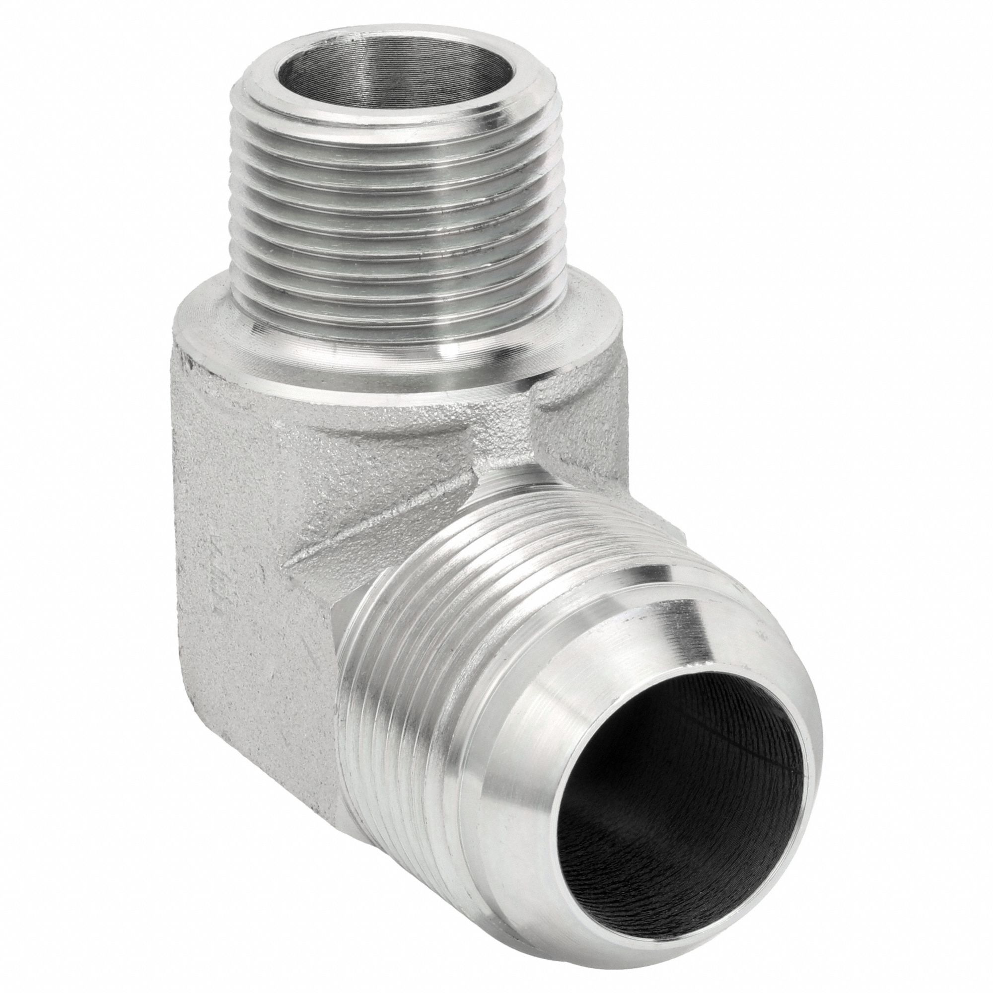Hydraulic Hose Adapter: 3/4 in x 1 in Fitting Size, Male x Male, NPTF x JIC, Rigid, 90° Elbow