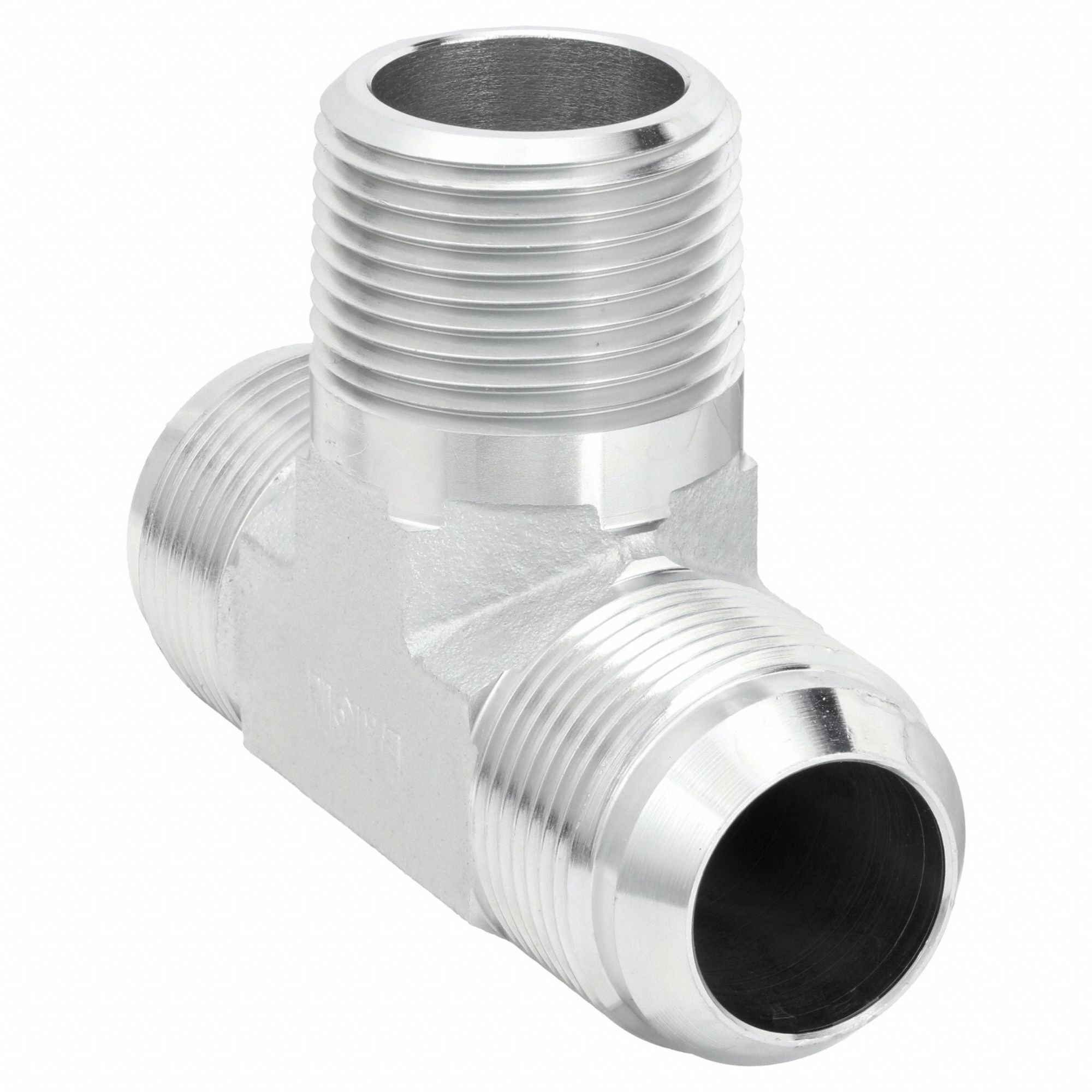 Hydraulic Hose Adapter: 1 in x 1 in x 1 in Fitting Size, Male x Male x Male, NPTF x JIC x JIC, Rigid