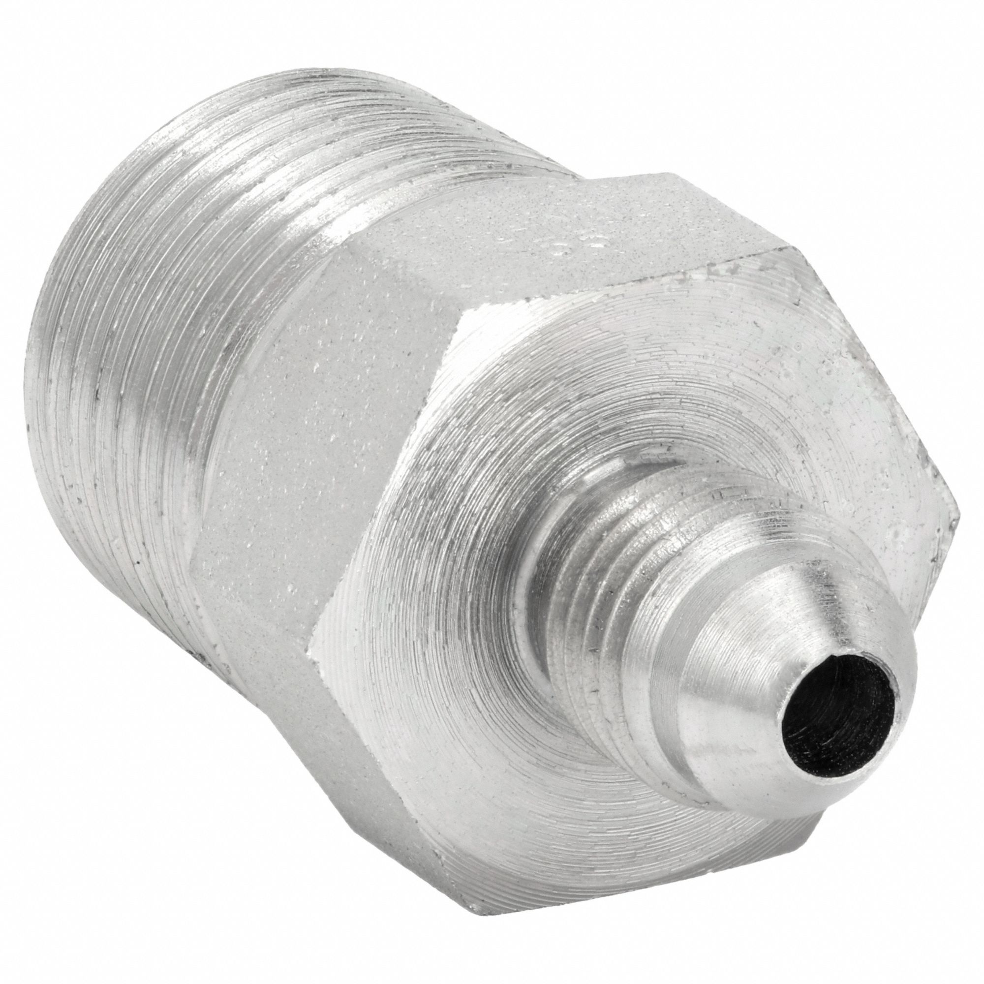 Hydraulic Hose Adapter: 1/2 in x 1/4 in Fitting Size, Male x Male, NPTF x JIC, Rigid, Straight