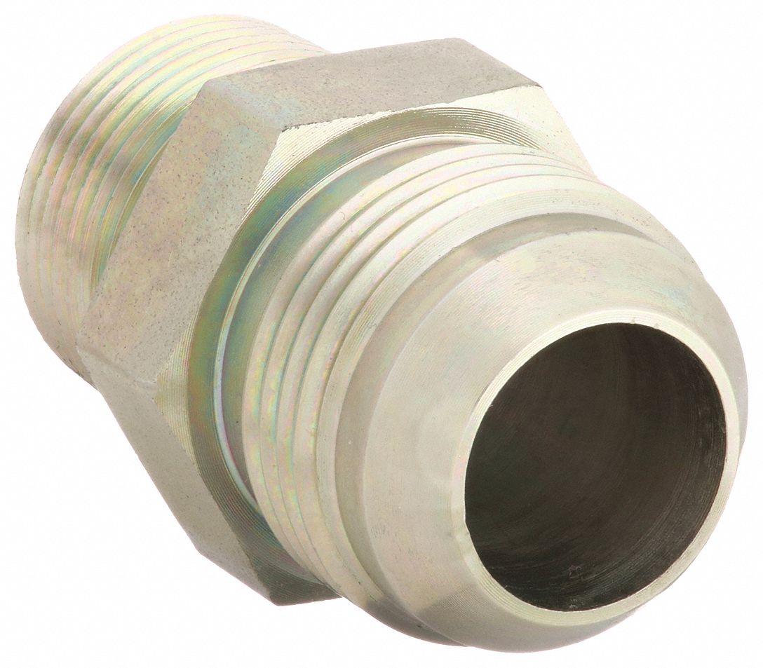 HYDRAULIC HOSE ADAPTER, ¾ X ⅞ IN FITTING, MALE X MALE, NPTF X JIC, RIGID, STRAIGHT