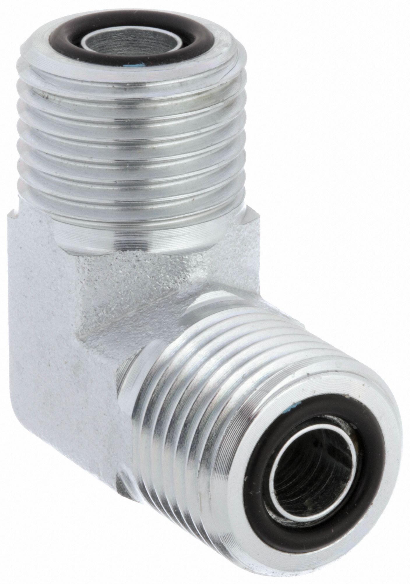 Hydraulic Hose Adapter: 3/8 in x 3/8 in Fitting Size, Male x Male, ORS x  ORS, Rigid, 90° Elbow