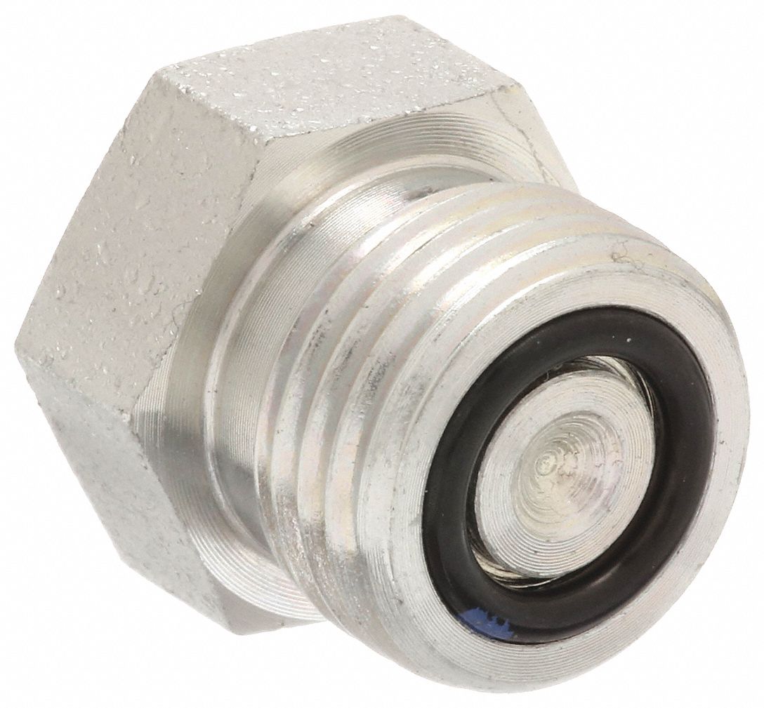 Hydraulic Hose Plug: Carbon Steel, 1/4 in Fitting Size, 9, 000 psi Max. Working Pressure @ 70 F, ORS