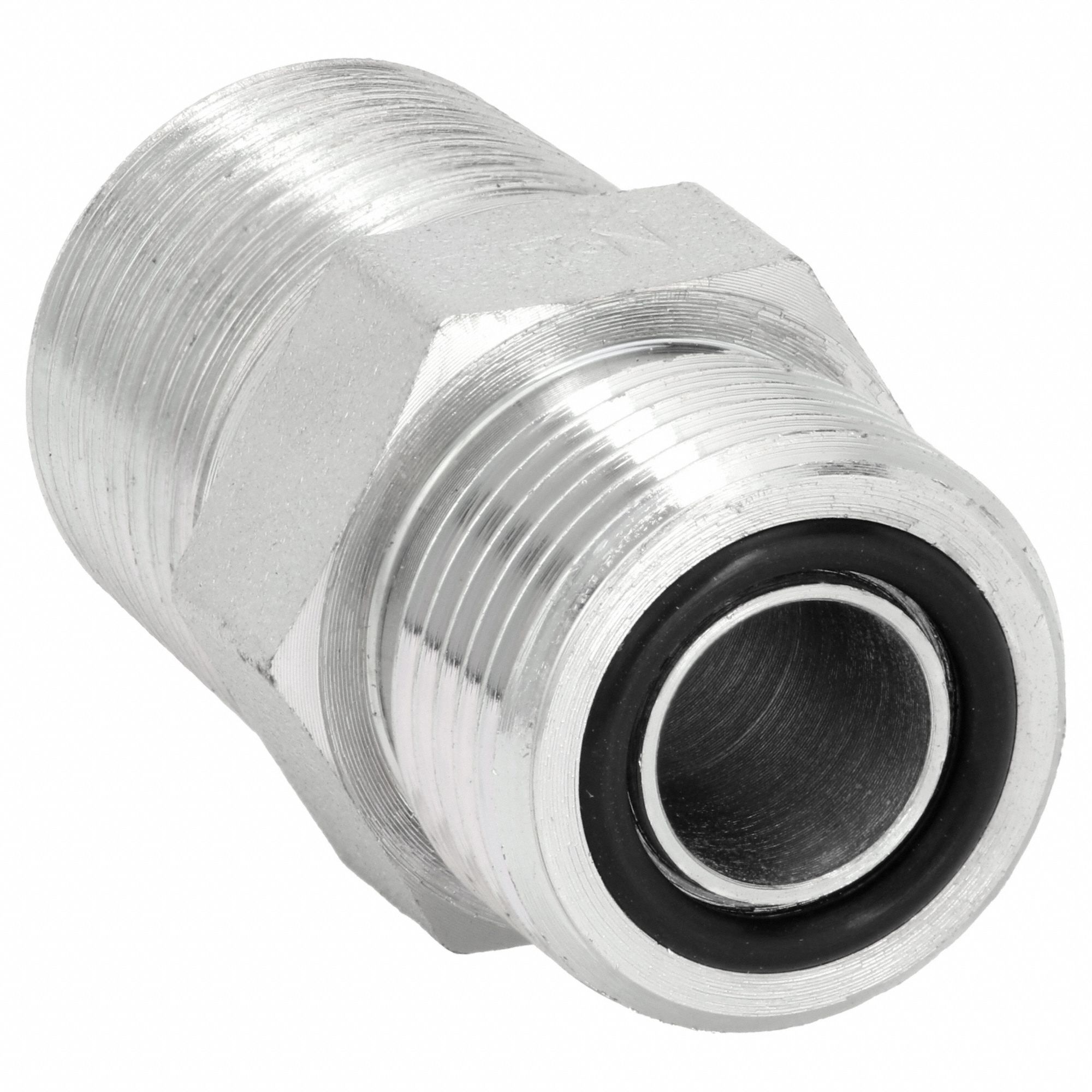 Hydraulic Hose Adapter: 1 1/2 in x 1 1/2 in Fitting Size, Male x Male, ORS x NPTF, Rigid, Straight