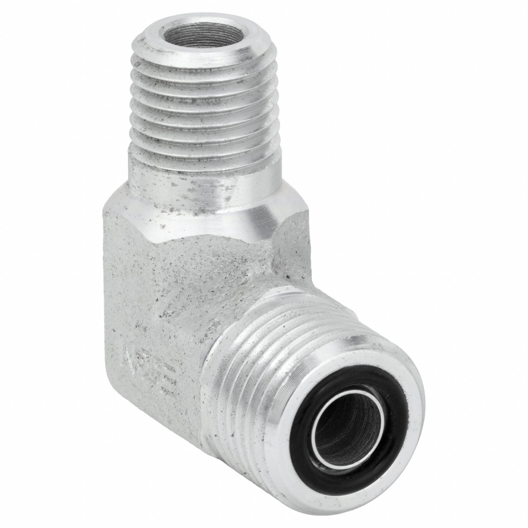 Hydraulic Hose Adapter: 1 in x 3/4 in Fitting Size, Male x Male, ORS x NPTF, Rigid, 90° Elbow