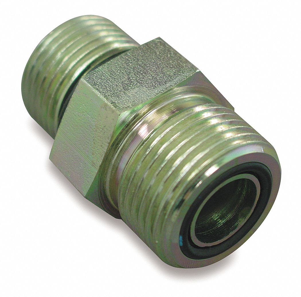 Eaton Aeroquip FF1852T0604S Steel Tube Fitting Adapter 3/8 Tube OD Face Seal Male x 1/4 O-Ring Boss Male
