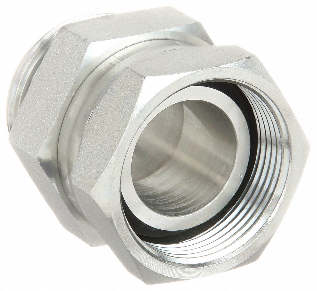 Hydraulic Hose Adapter: 1 1/2 in x 1 1/2 in Fitting Size, Female x Male, NPSM x ORB, Swivel