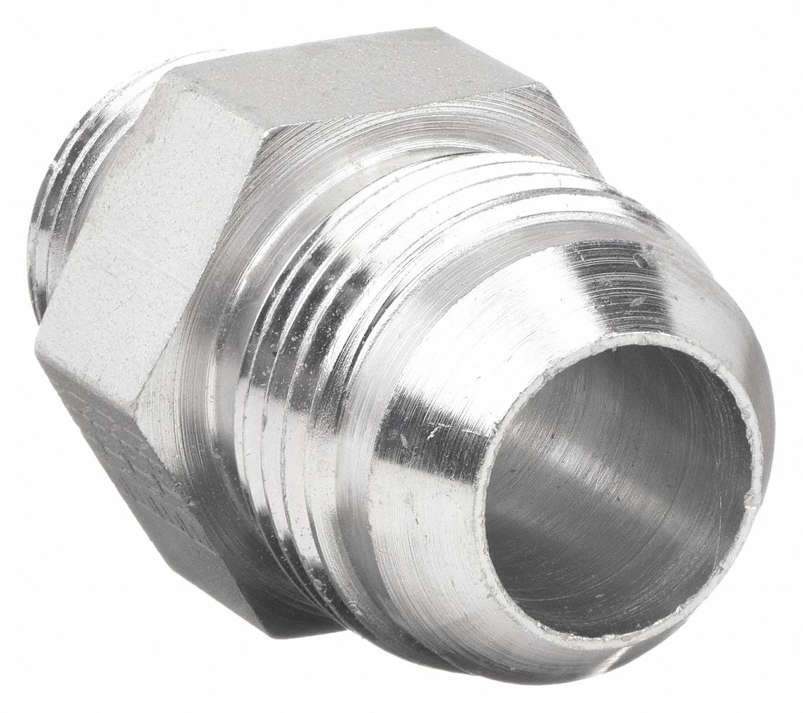Hydraulic Hose Adapter: 3/4 in x 1 in Fitting Size, Male x Male, ORB x JIC, Rigid, Straight