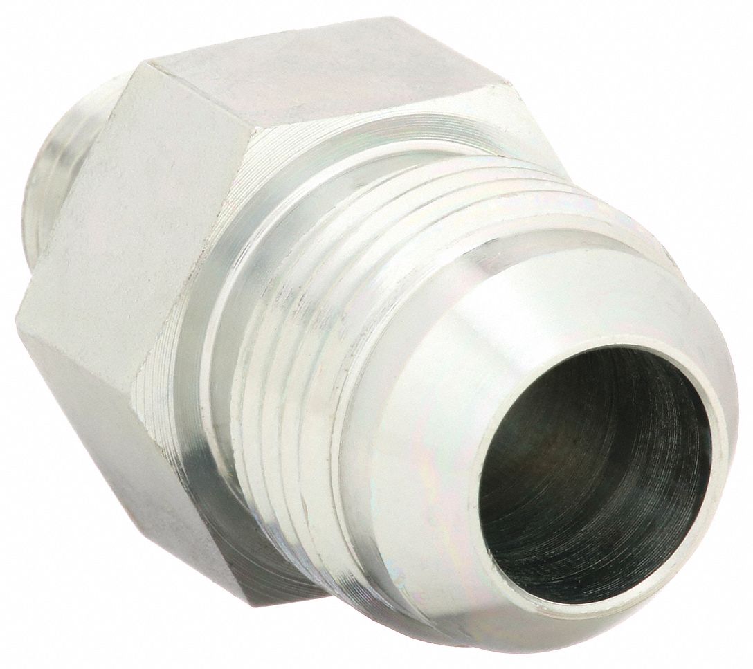 Hydraulic Hose Adapter: 3/8 in x 5/8 in Fitting Size, Male x Male, ORB x JIC, Rigid, Straight