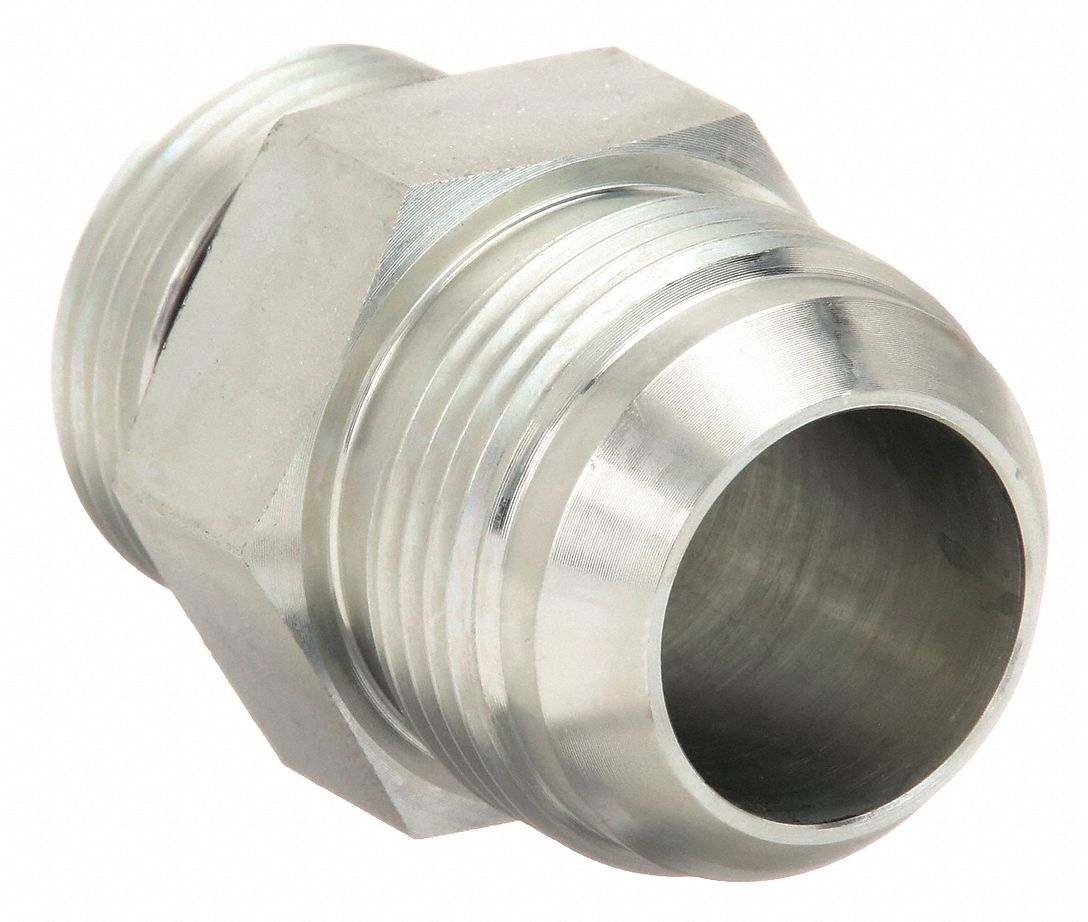 Hydraulic Hose Adapter: 7/8 in x 1 in Fitting Size, Male x Male, ORB x JIC, Rigid, Straight