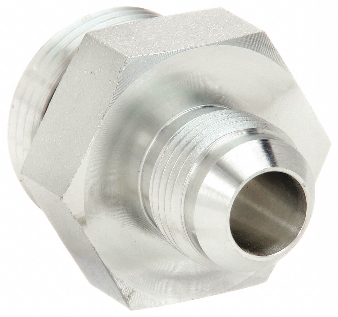 Hydraulic Hose Adapter: 1 in x 5/8 in Fitting Size, Male x Male, ORB x JIC, Rigid, Straight