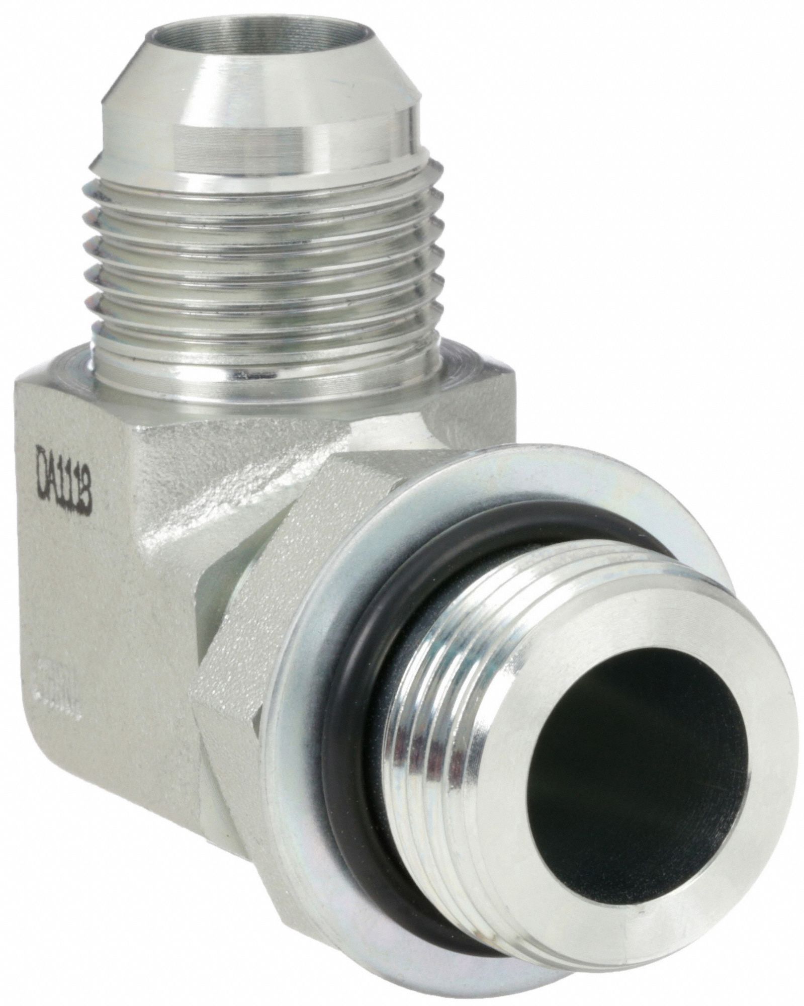 Hydraulic Hose Adapter: 7/8 in x 3/4 in Fitting Size, Male x Male, ORB x JIC, Rigid, 90° Elbow