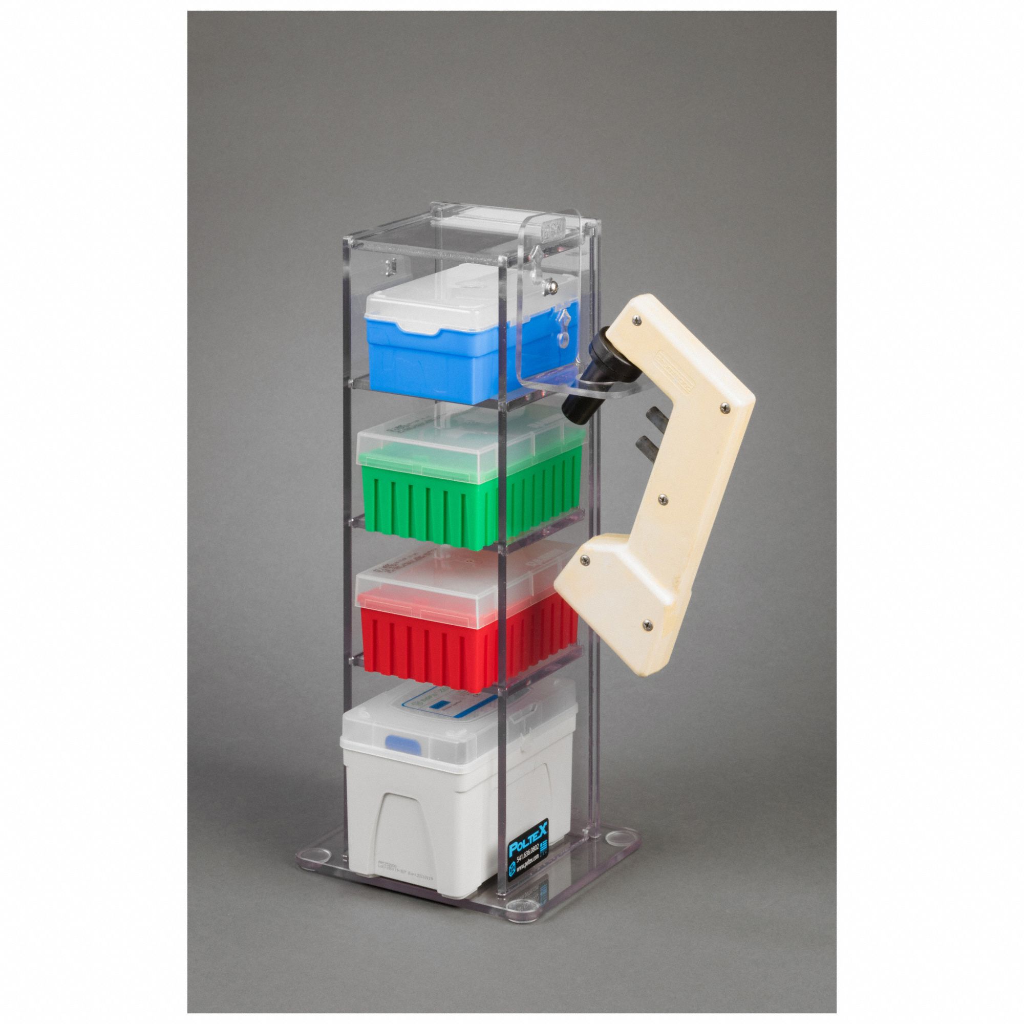 POLTEX, Holds 4 Boxes of Tips, Benchtop, Lab Bench Vertical Organizer