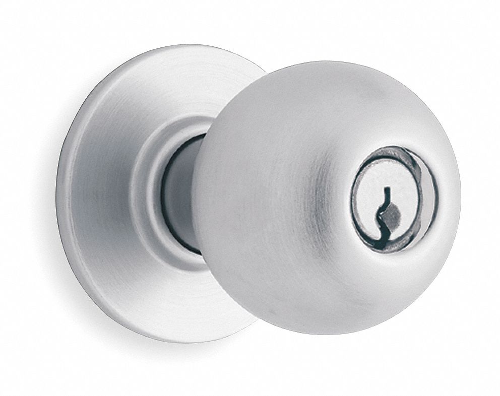 Door Lockset: Office Knob Locksets, Chrome, ADA Compliant