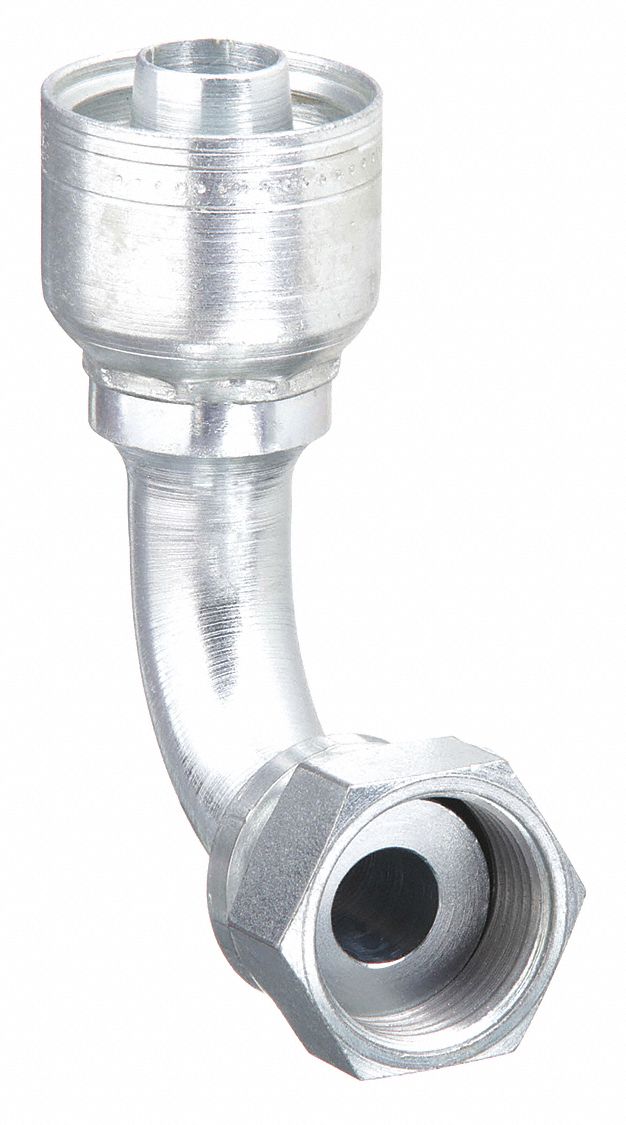 Hydraulic Crimp Fitting: Steel x Steel, 90° Elbow, -12 For Hose Dash Size, ORS x Crimp