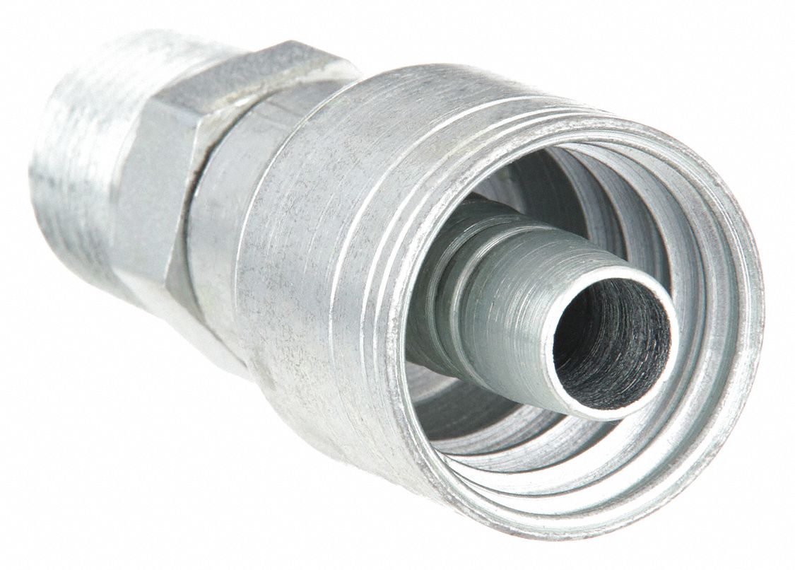 Hydraulic Crimp Fitting: Steel x Steel, Straight, -8 For Hose Dash Size, Male x Genderless