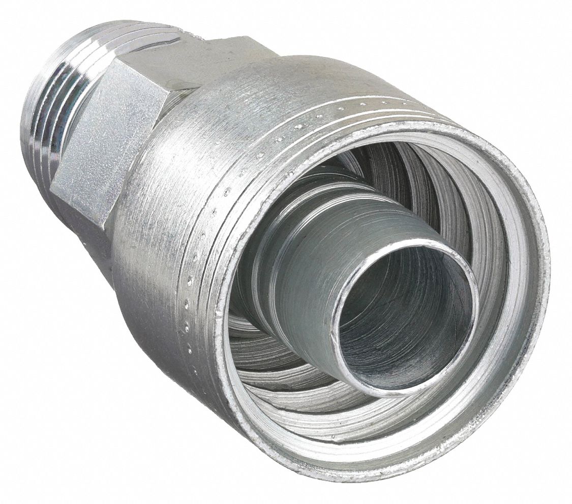 Hydraulic Crimp Fitting: Steel x Steel, Straight, -10 For Hose Dash Size, Male x Genderless