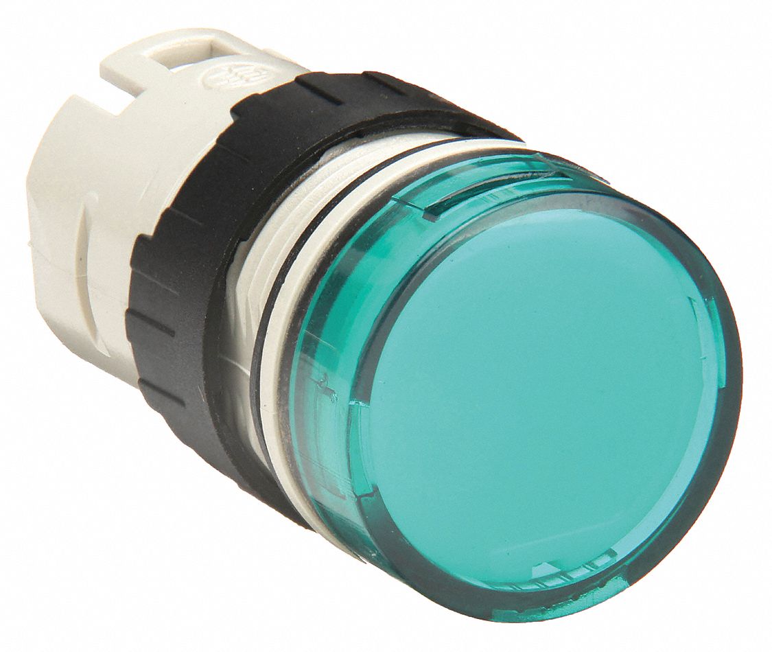 Pilot Light Head: 16 mm Panel Mounting Hole Dia, Green, Smooth, LED, XB5 Series