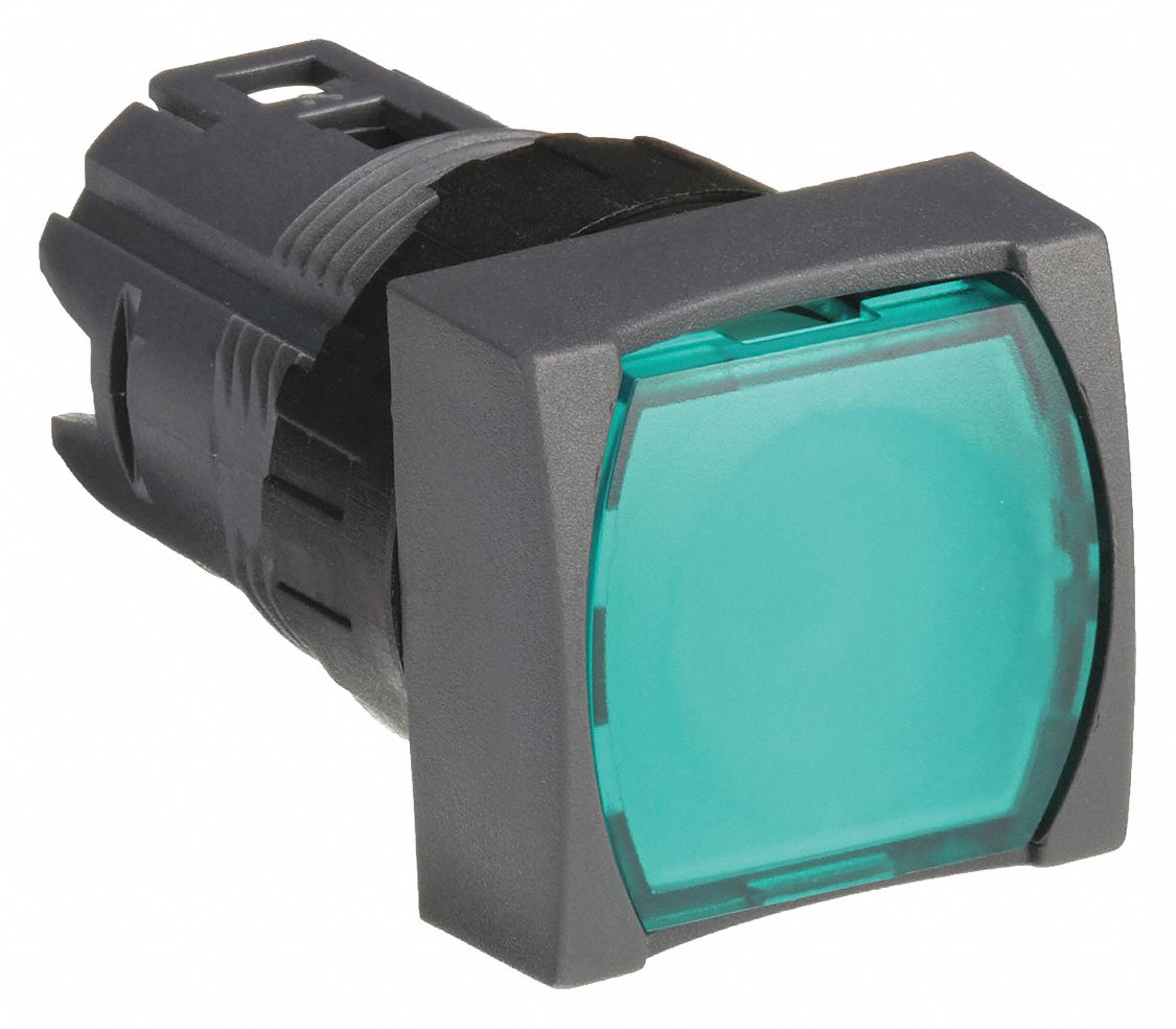 Flush Push Button: Green, 16 mm Mounting Size, Non-Metallic, Momentary