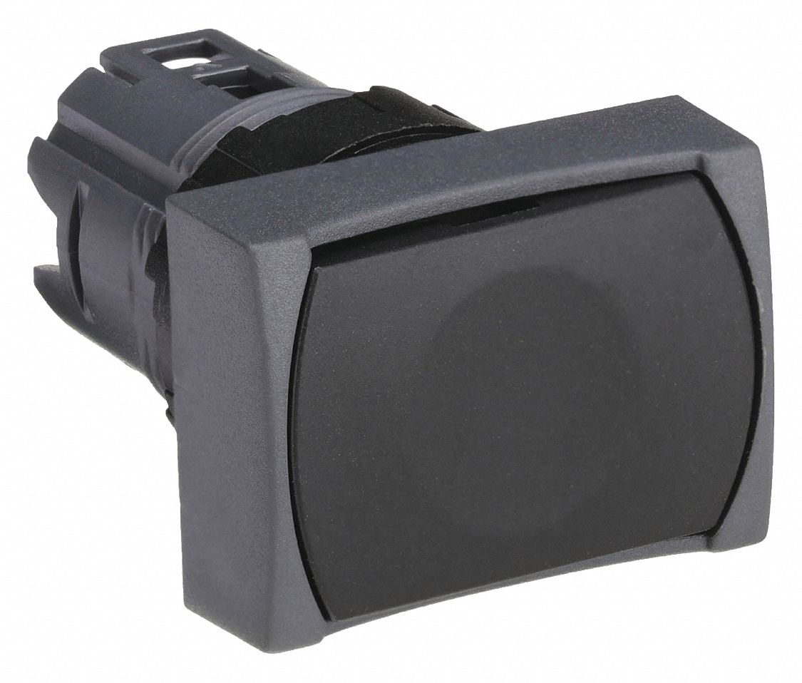 Flush Push Button: Black, 16 mm Mounting Size, Non-Metallic, Momentary