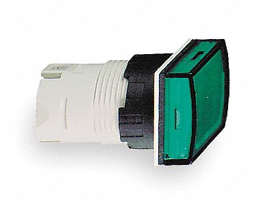 Pilot Light Head: 16 mm Panel Mounting Hole Dia, Green, Smooth, LED, XB5 Series
