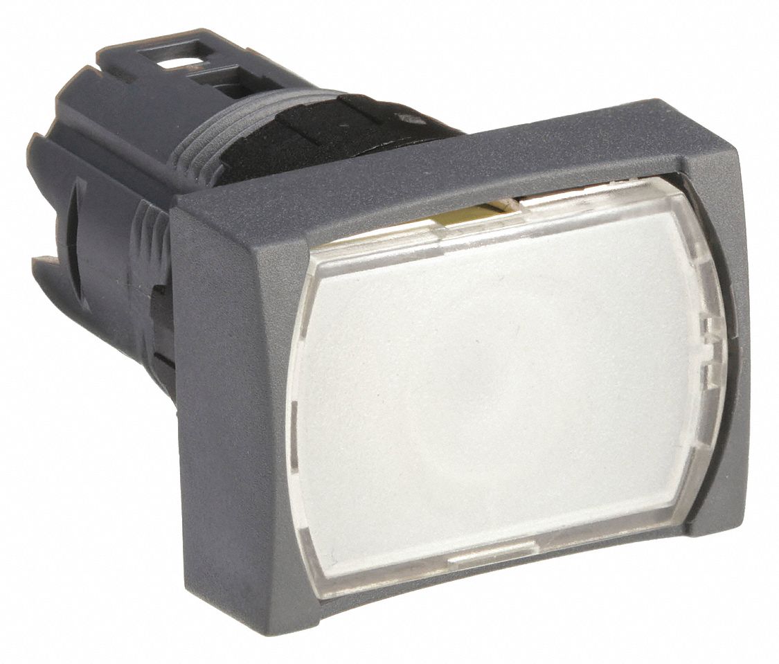 Flush Push Button: White, 16 mm Mounting Size, Non-Metallic, Momentary