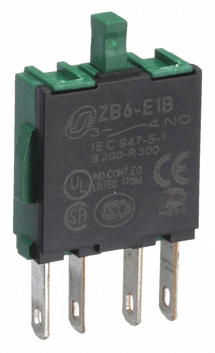 Contact Block: 16 mm Panel Mounting Size, 1NO, Momentary, ZB6 Series