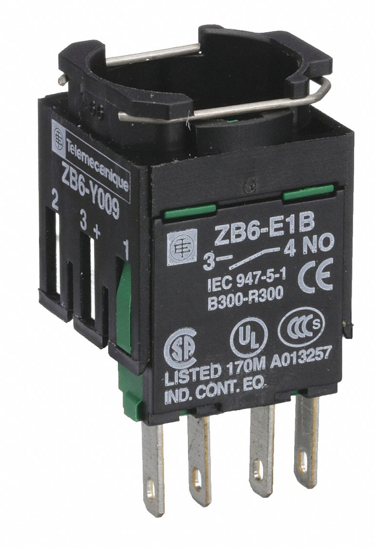 BLOC DE CONTACT, MOMENTANÉE, 1 NO, TAILLE DE MONTAGE 16 MM, NOIR/VERT