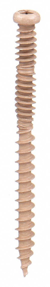 Composite Screw: #10 Size, 2 1/2 in Lg, Steel, Durafast, Pan, Square, 2, 125 PK