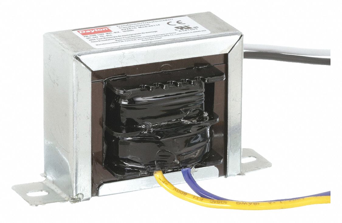 Class 2 Transformer: 20 VA Power Rating, 120V AC, 24V AC, Foot, Wire Lead, Wire Lead