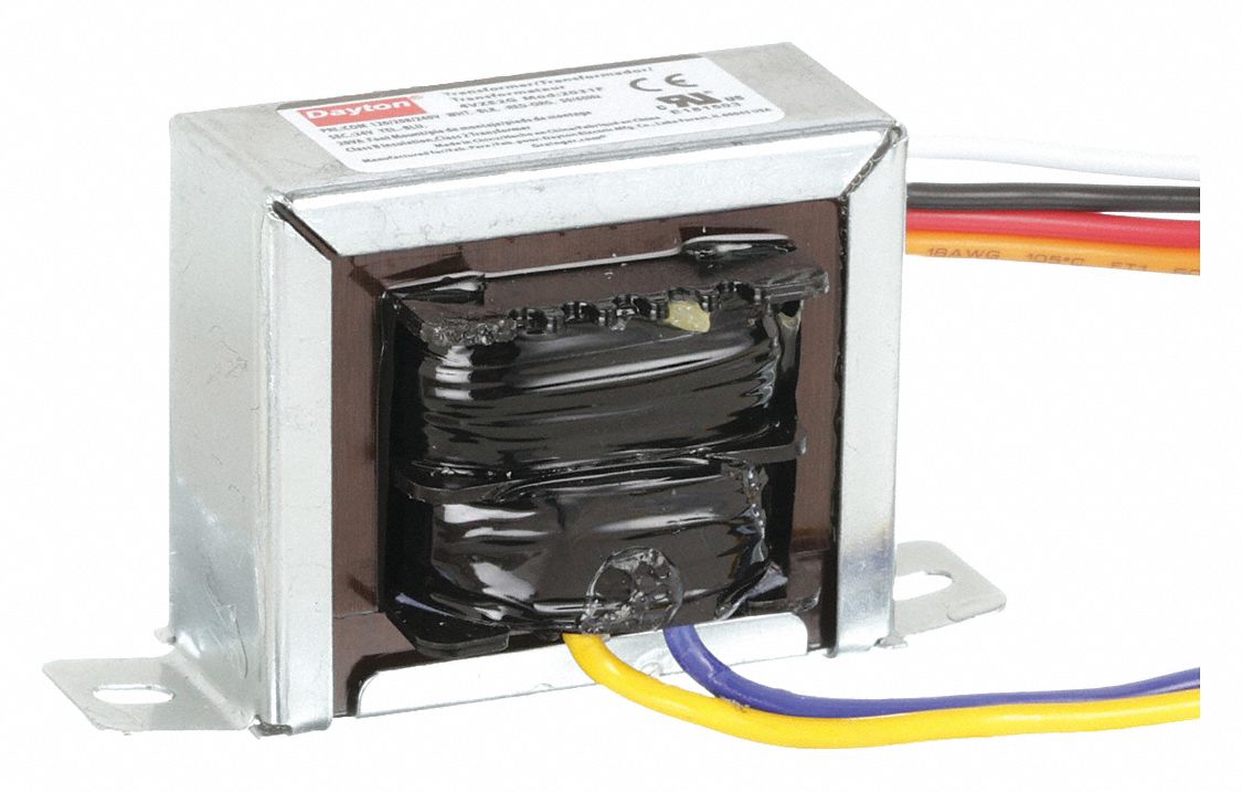 Class 2 Transformer: 20 VA Power Rating, 120V AC/208V AC/240V AC, 24V AC, Foot, Wire Lead