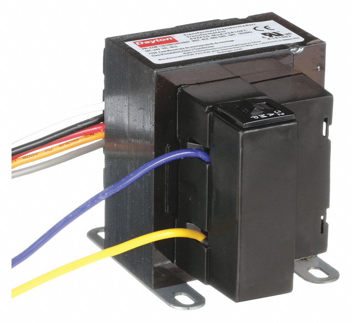 CLASS 2 TRANSFORMER, 75VA, 120V AC/208V AC/240V AC/480V AC, 24V AC, CIRCUIT BREAKER, FOOT