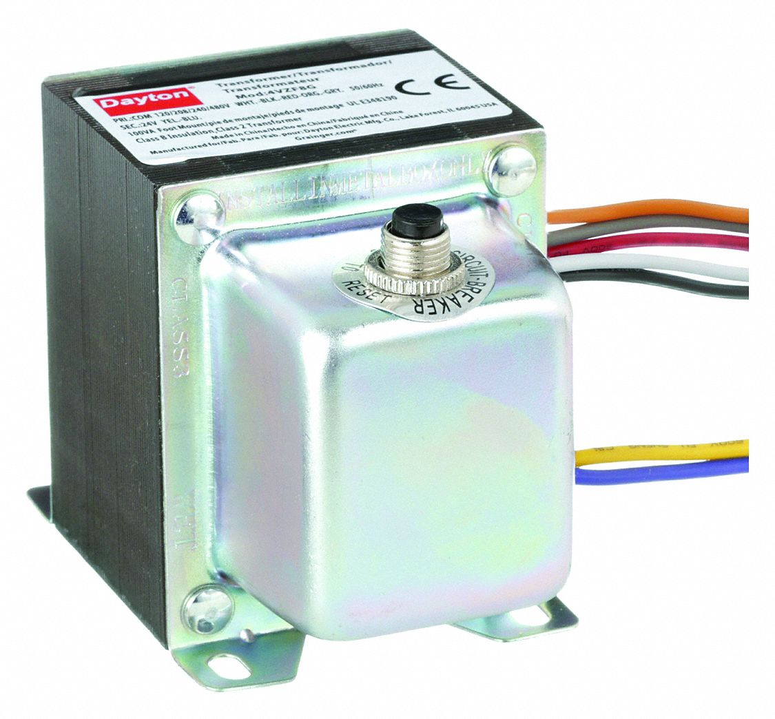 CLASS 2 TRANSFORMER, 96VA, 120V AC/208V AC/240V AC/480V AC, 24V AC, CIRCUIT BREAKER, FOOT