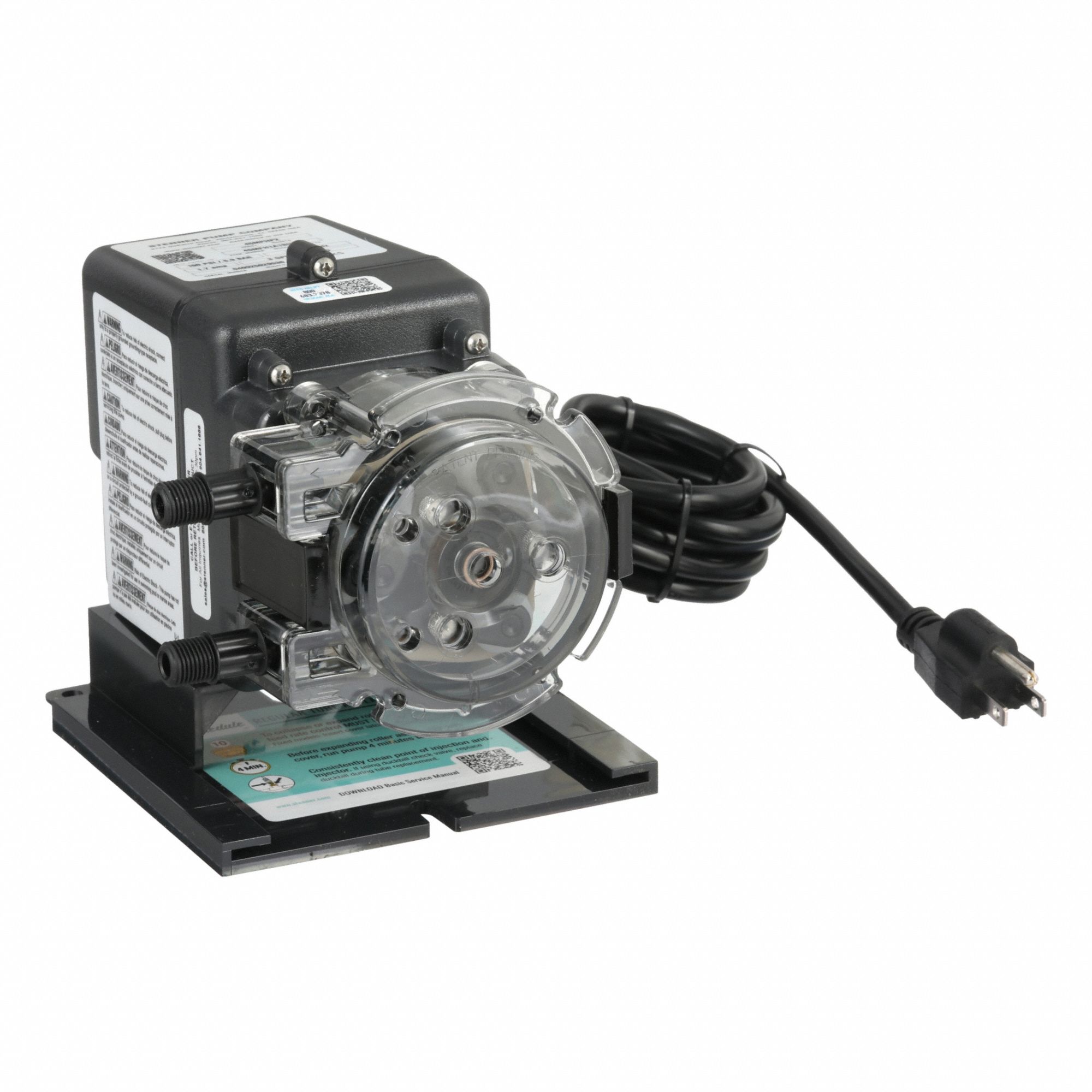 Peristaltic Chemical Metering Pump: 120V AC, 1/30 hp HP, 3 gpd Max. Flow Rate, Santoprene