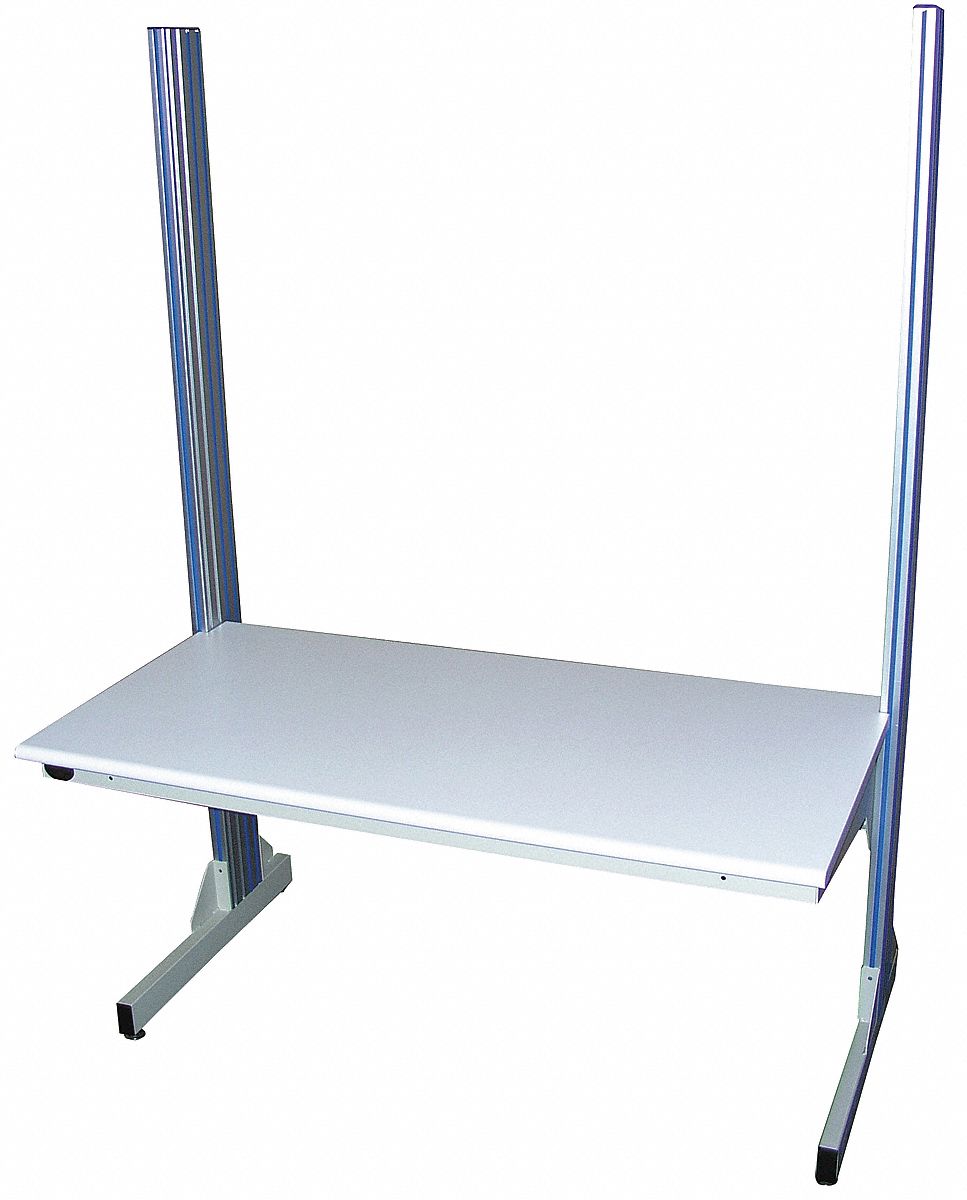 One Sided Configurable Workstation: Adj Ht, Laminate, 60 in x 30 in, Beige